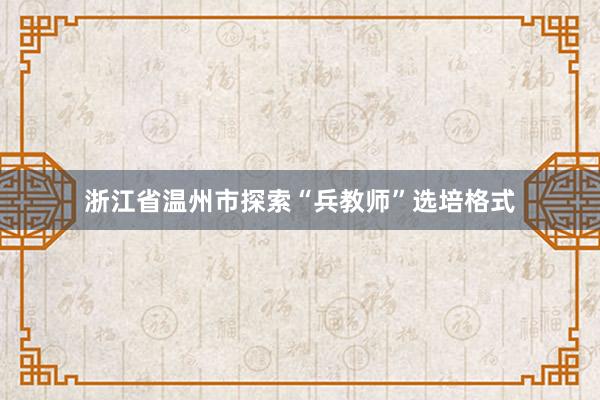 浙江省温州市探索“兵教师”选培格式
