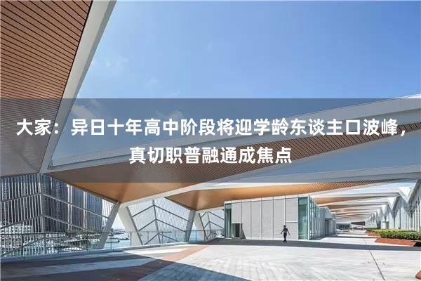 大家：异日十年高中阶段将迎学龄东谈主口波峰，真切职普融通成焦点