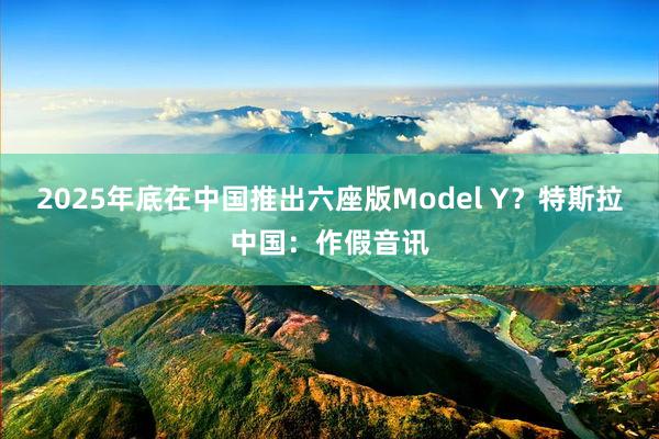 2025年底在中国推出六座版Model Y？特斯拉中国：作假音讯