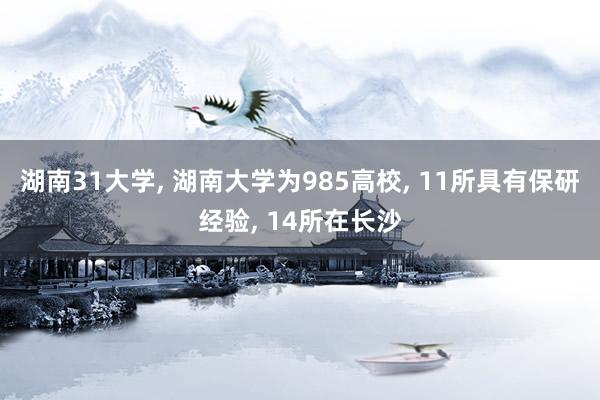 湖南31大学, 湖南大学为985高校, 11所具有保研经验, 14所在长沙